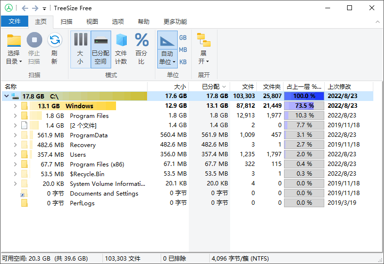 磁盘文件占用空间分析工具 TreeSize Free 9.7.2 Build 2203 中文多语免费版